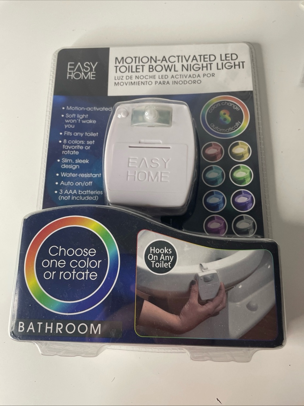 LED Toilet Bowl Light ~ Motion Activated Bathroom Nightlight by Easy Home NEW!